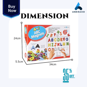 ANKRAXO 4-in-1 ABC Magnetic Letters for Kids Write & Wipe Board, Fridge Magnets & Puzzle Educational Toy for Toddlers 3+ 🍎✏️