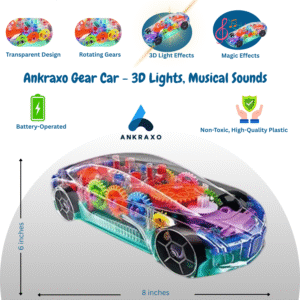 ANKRAXO Gear Car - Transparent 3D Light & Musical Toy Battery-Operated STEM Educational Toy Car for Kids