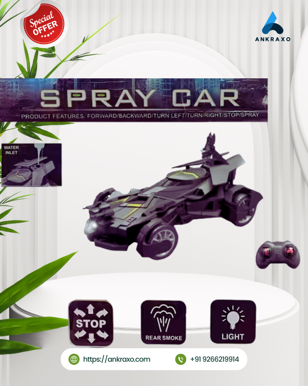 Batmobile Spray RC Car Remote Control Car with Mist Spray