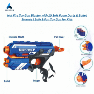 Hot Fire Toy Gun Blaster with 10 Soft Foam Darts & Bullet Storage | Safe & Fun Toy Gun